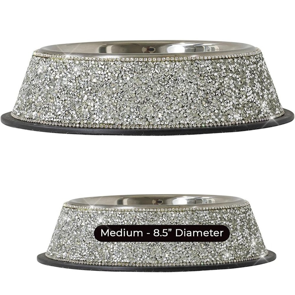 NEW Sparkling Bling Swarovski Crystal Rhinestone Pet Bowls Placemat 3 Pi… - Picture 4 of 16